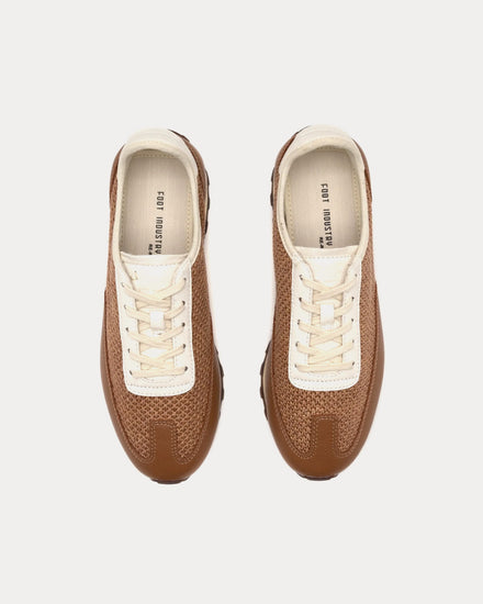 Foot Industry Straw Running Brown / Antique White Low Top Sneakers - 2