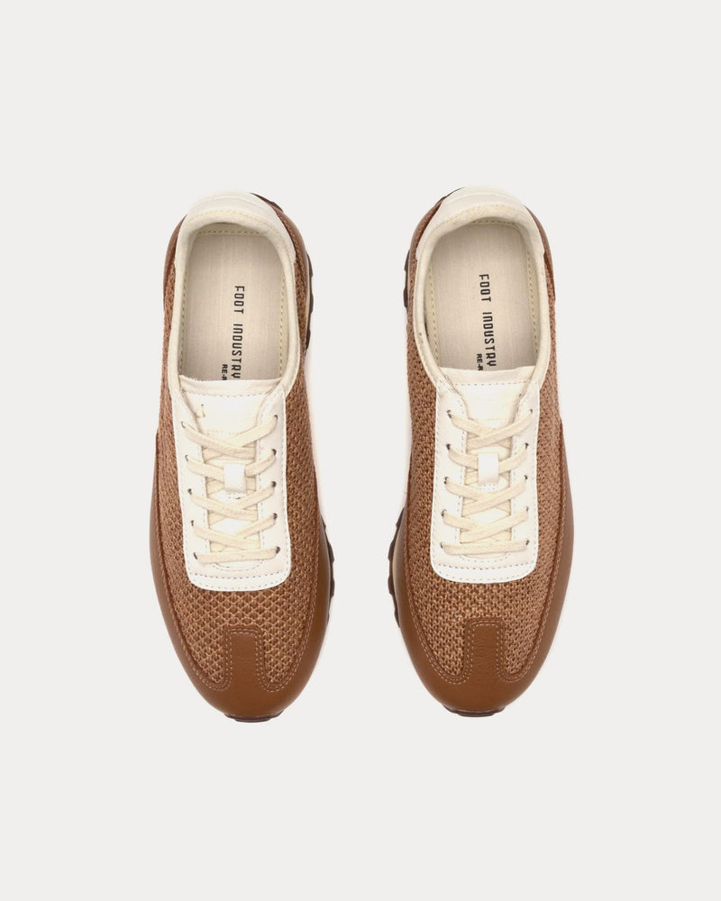 Foot Industry Straw Running Brown / Antique White Low Top Sneakers - 2