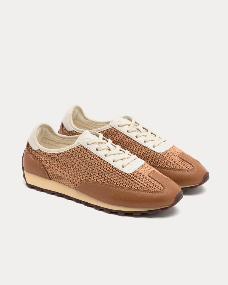 Foot Industry Straw Running Brown / Antique White Low Top Sneakers - 3