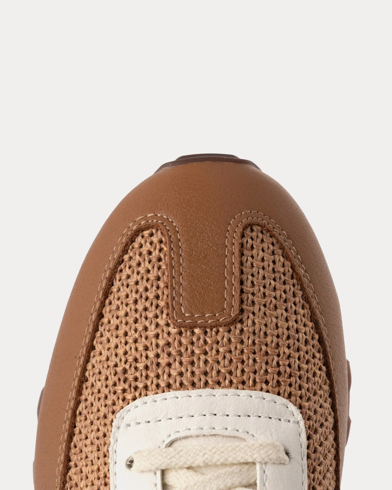 Foot Industry Straw Running Brown / Antique White Low Top Sneakers - 5