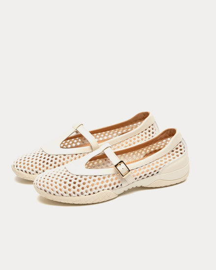 Foot Industry Sun Stretching Antique White Mary Jane Sneakers - 3