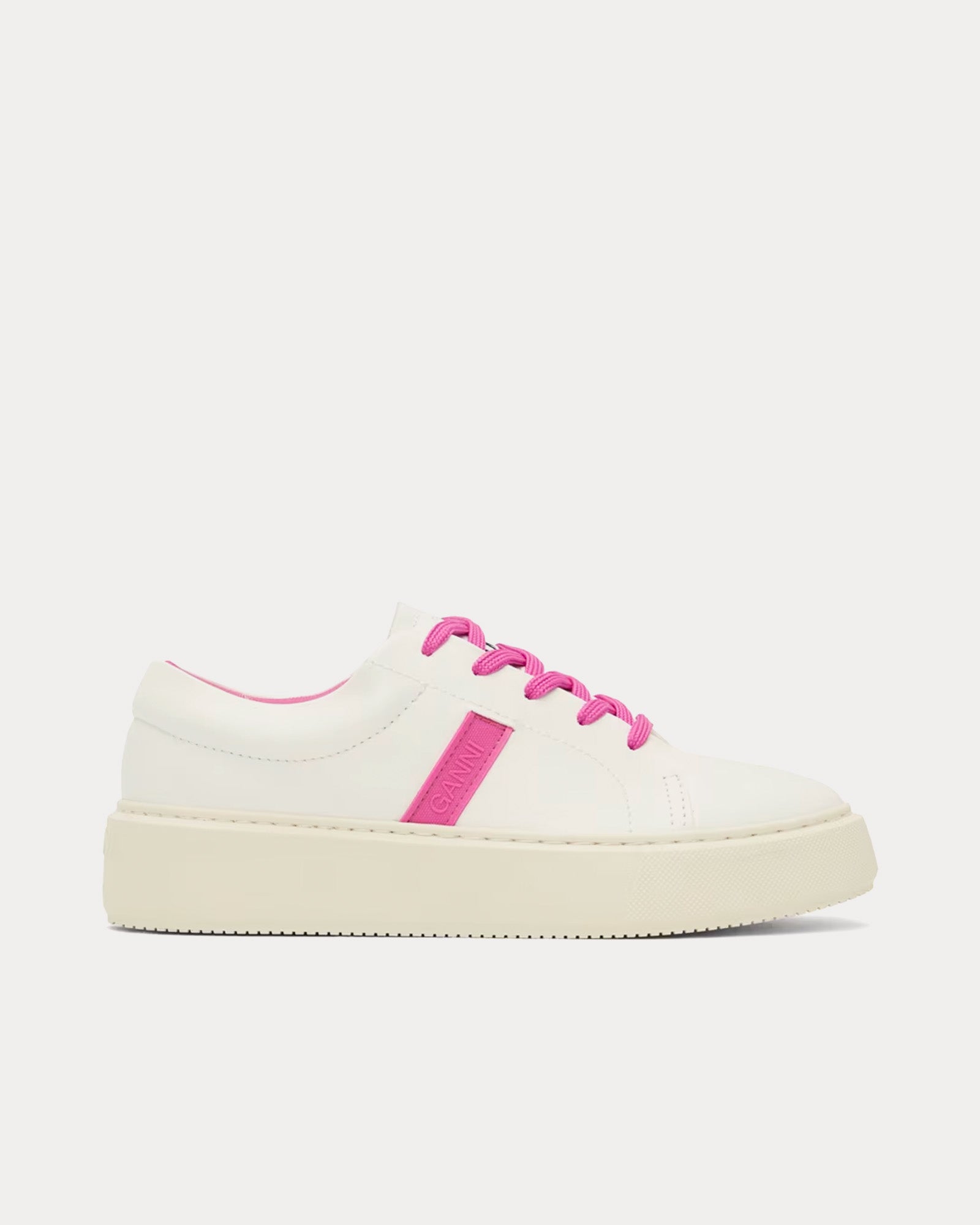 Ganni - Sporty Mix Cupsole White / Shocking Pink Low Top Sneakers