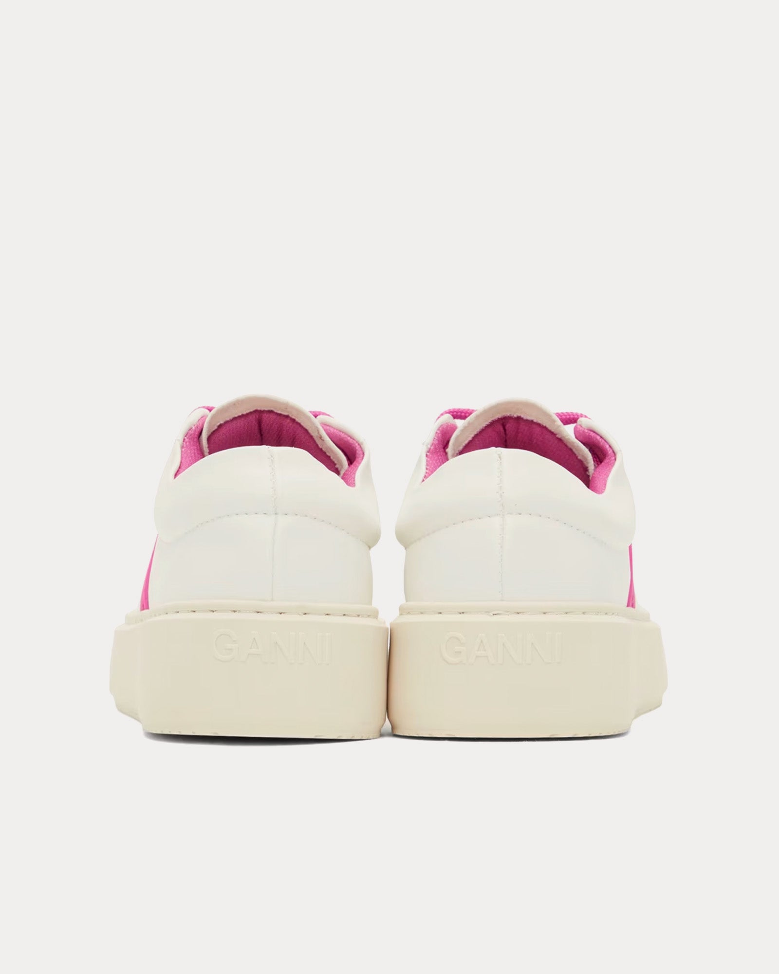 Ganni - Sporty Mix Cupsole White / Shocking Pink Low Top Sneakers