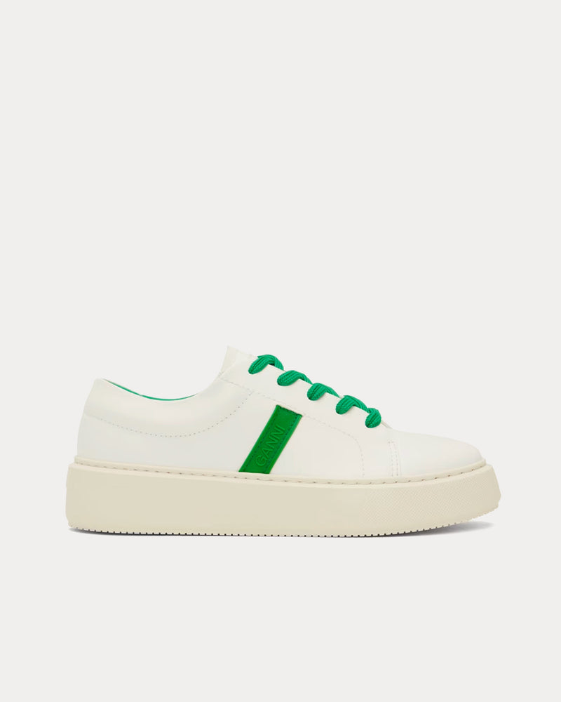 Ganni Sporty Mix Cupsole White / Kelly Green Low Top Sneakers - 1