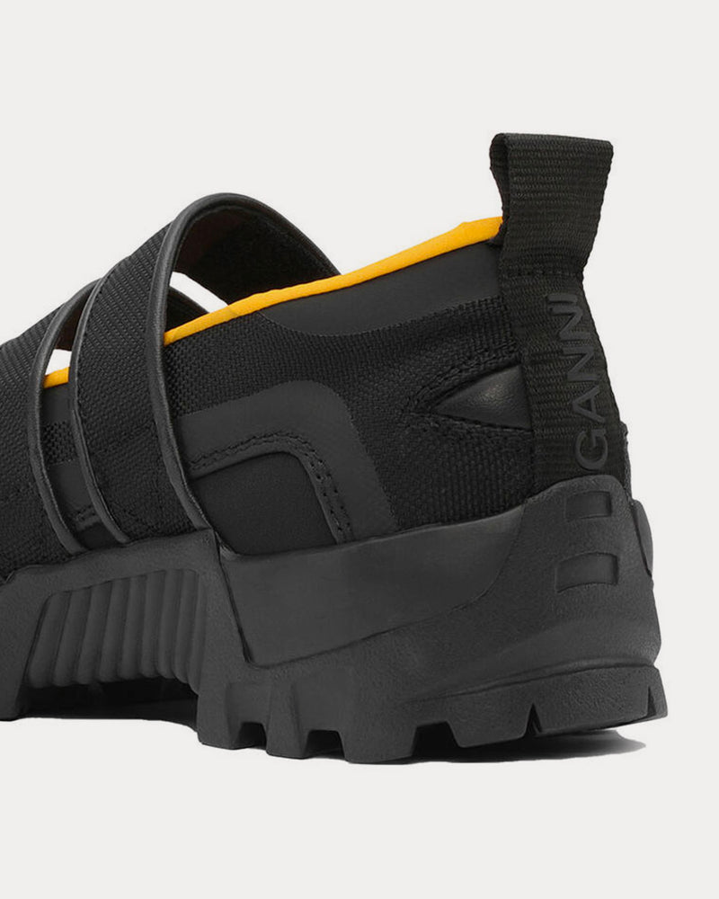 Ganni Performance Velcro Mary Jane Ballerinas Black / Yellow Slip On Sneakers - 3
