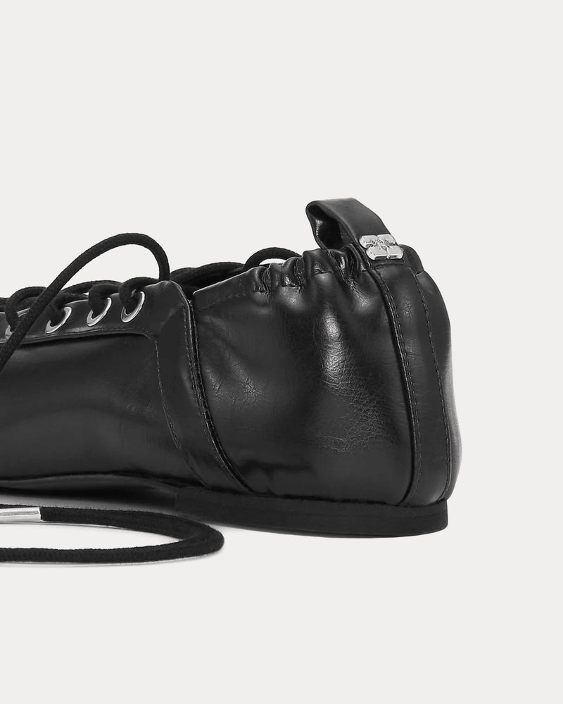 Ganni Lace Up Ballerina Black Slip Ons - 2