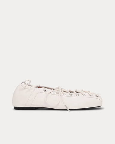 Ganni Lace Up Ballerina Egret Slip Ons