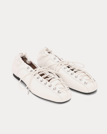 Ganni Lace Up Ballerina Egret Slip Ons - 2