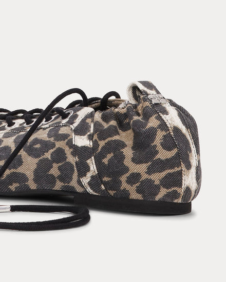 Ganni Lace Up Ballerina Leopard Slip Ons - 2