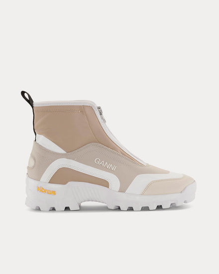 Ganni Performance Zip Egret Beige High Top Sneakers - 1