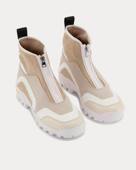 Ganni Performance Zip Egret Beige High Top Sneakers - 2