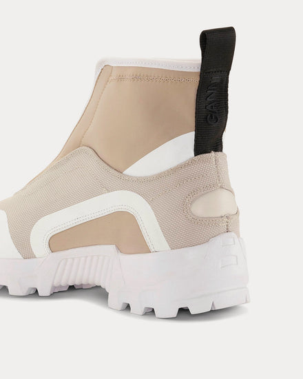 Ganni Performance Zip Egret Beige High Top Sneakers - 3