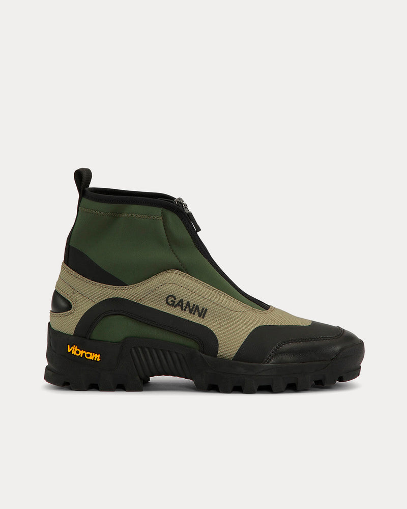 Ganni Women's Performance Zip Kalamata Green High Top Sneakers
