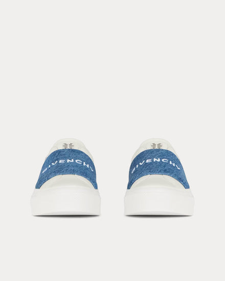 Givenchy City Sport Denim Strap Leather White / Blue Slip On Sneakers - 3