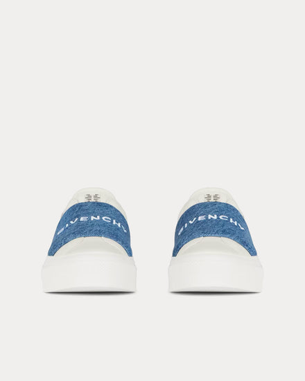 Givenchy City Sport Denim Strap Leather White / Blue Slip On Sneakers - 3