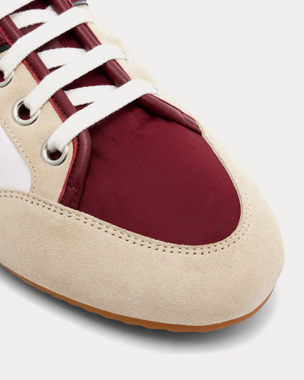 Givenchy Slim Nylon & Suede Burgundy / White Low Top Sneakers - 5