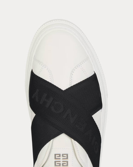 Givenchy City Sport Double Webbing Strap Leather White / Black Slip On Sneakers - 5