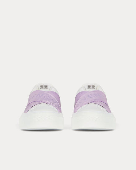 Givenchy City Sport Double Webbing Strap Leather White / Lilac Slip On Sneakers - 3