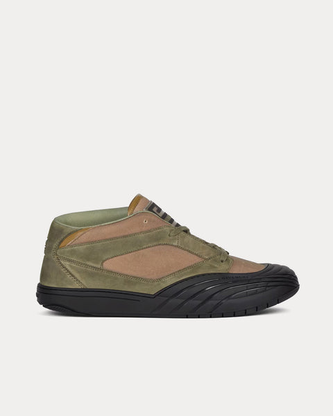 Skate Nubuck & Synthetic Fiber Olive Green Mid Top Sneakers