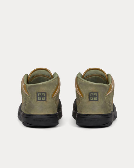 Givenchy Skate Nubuck & Synthetic Fiber Olive Green Mid Top Sneakers - 3