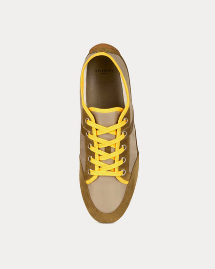 Givenchy Slim Nylon & Suede Khaki / Yellow Low Top Sneakers - 2