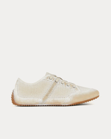 Givenchy Slim Mesh & Suede Painted Beige / White Low Top Sneakers