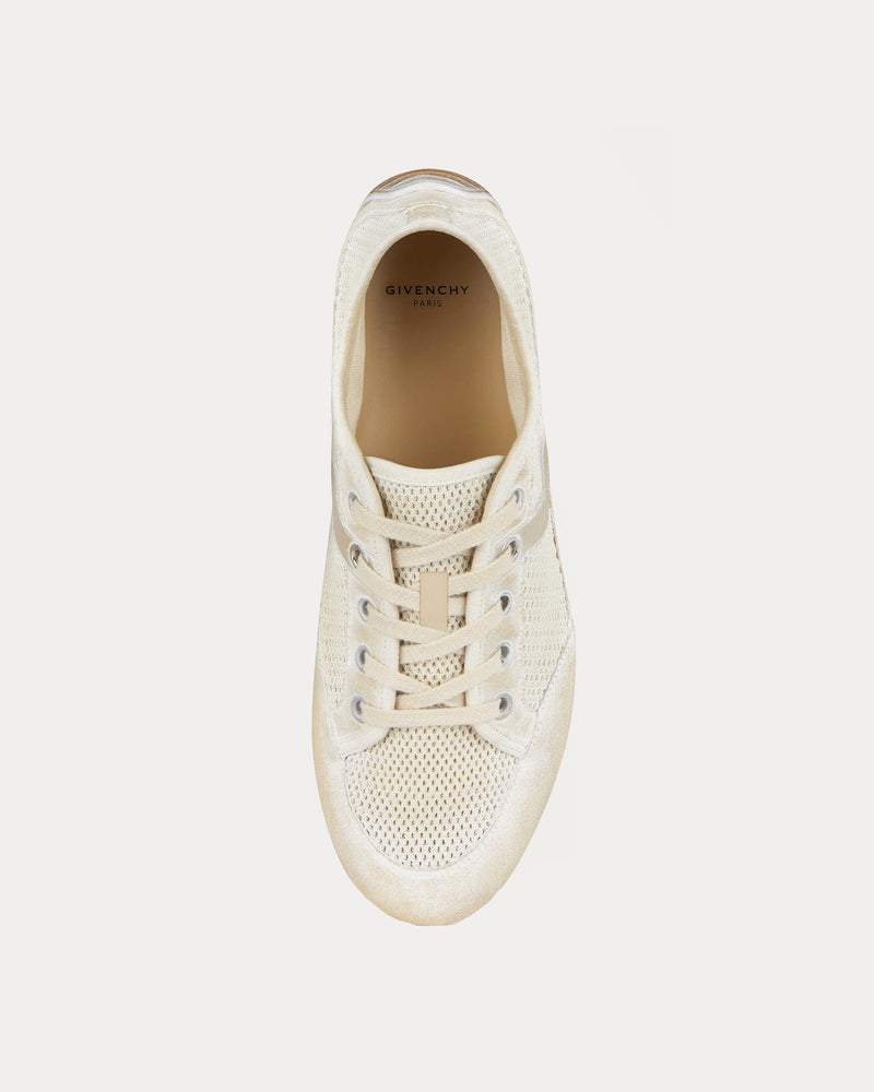 Givenchy Slim Mesh & Suede Painted Beige / White Low Top Sneakers - 2