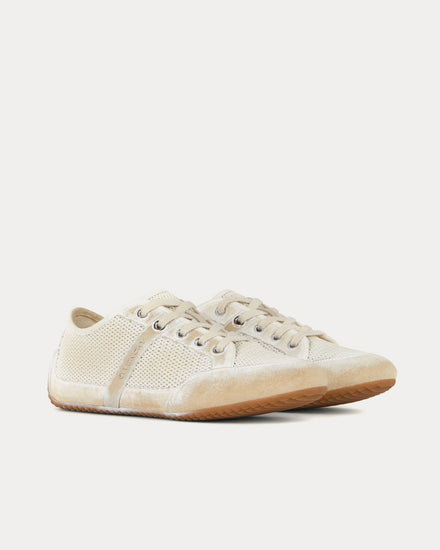 Givenchy Slim Mesh & Suede Painted Beige / White Low Top Sneakers - 3