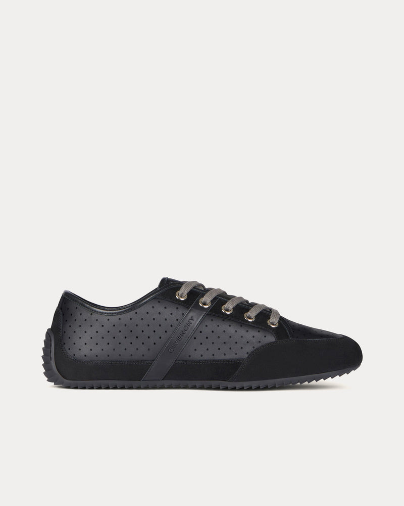 Givenchy Slim Perforated Leather & Suede Black Low Top Sneakers - 1