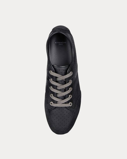 Givenchy Slim Perforated Leather & Suede Black Low Top Sneakers - 2
