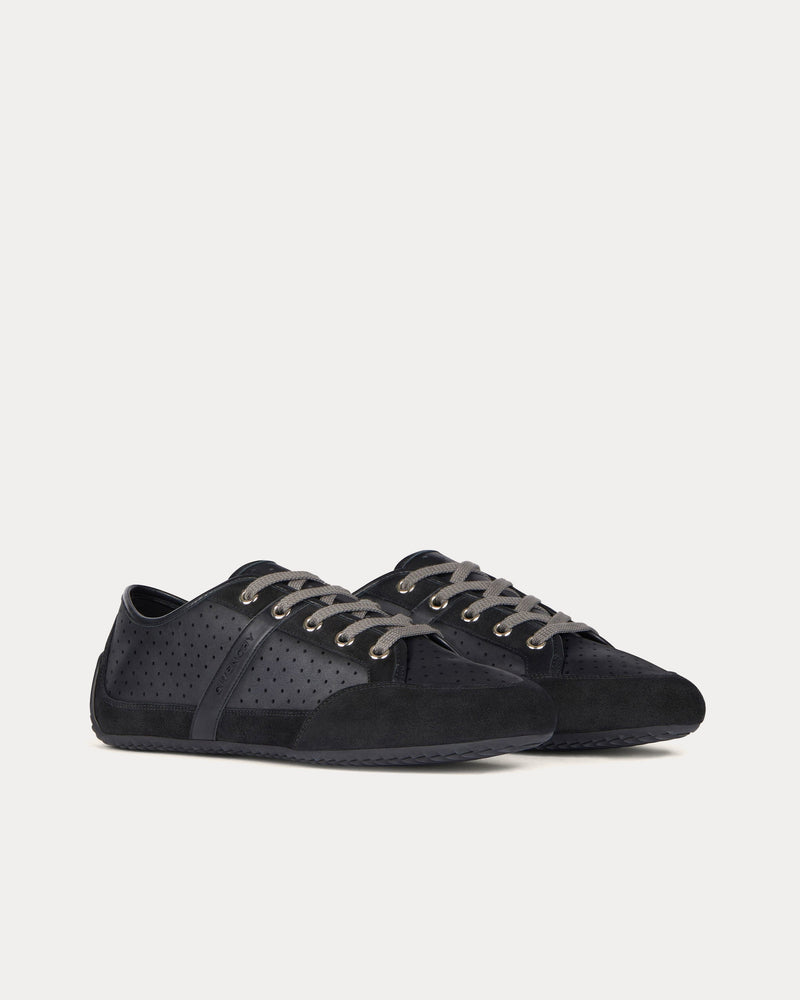 Givenchy Slim Perforated Leather & Suede Black Low Top Sneakers - 3