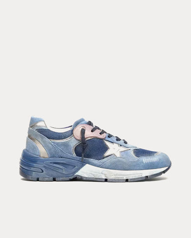 Golden Goose Dad-Star Suede & Leather Denim Blue / Silver Low Top Sneakers