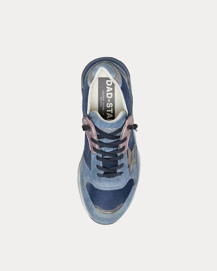 Golden Goose Dad-Star Suede & Leather Denim Blue / Silver Low Top Sneakers - 2