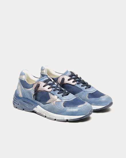 Golden Goose Dad-Star Suede & Leather Denim Blue / Silver Low Top Sneakers - 3