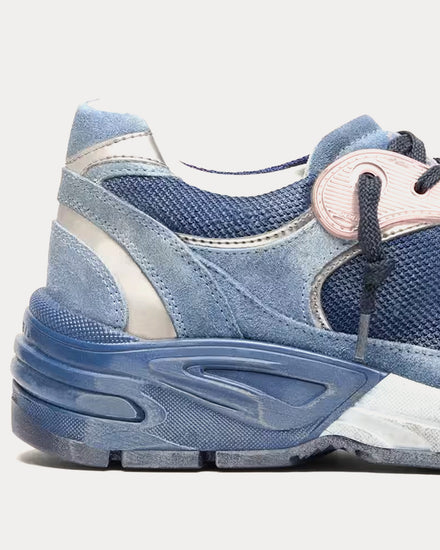 Golden Goose Dad-Star Suede & Leather Denim Blue / Silver Low Top Sneakers - 5