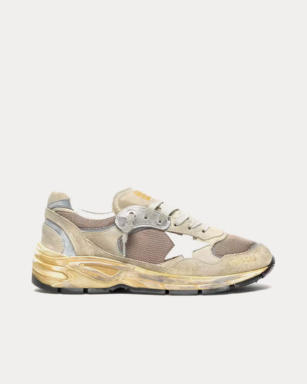 Golden Goose Dad-Star Suede & Leather Dove Grey / White Low Top Sneakers - 1