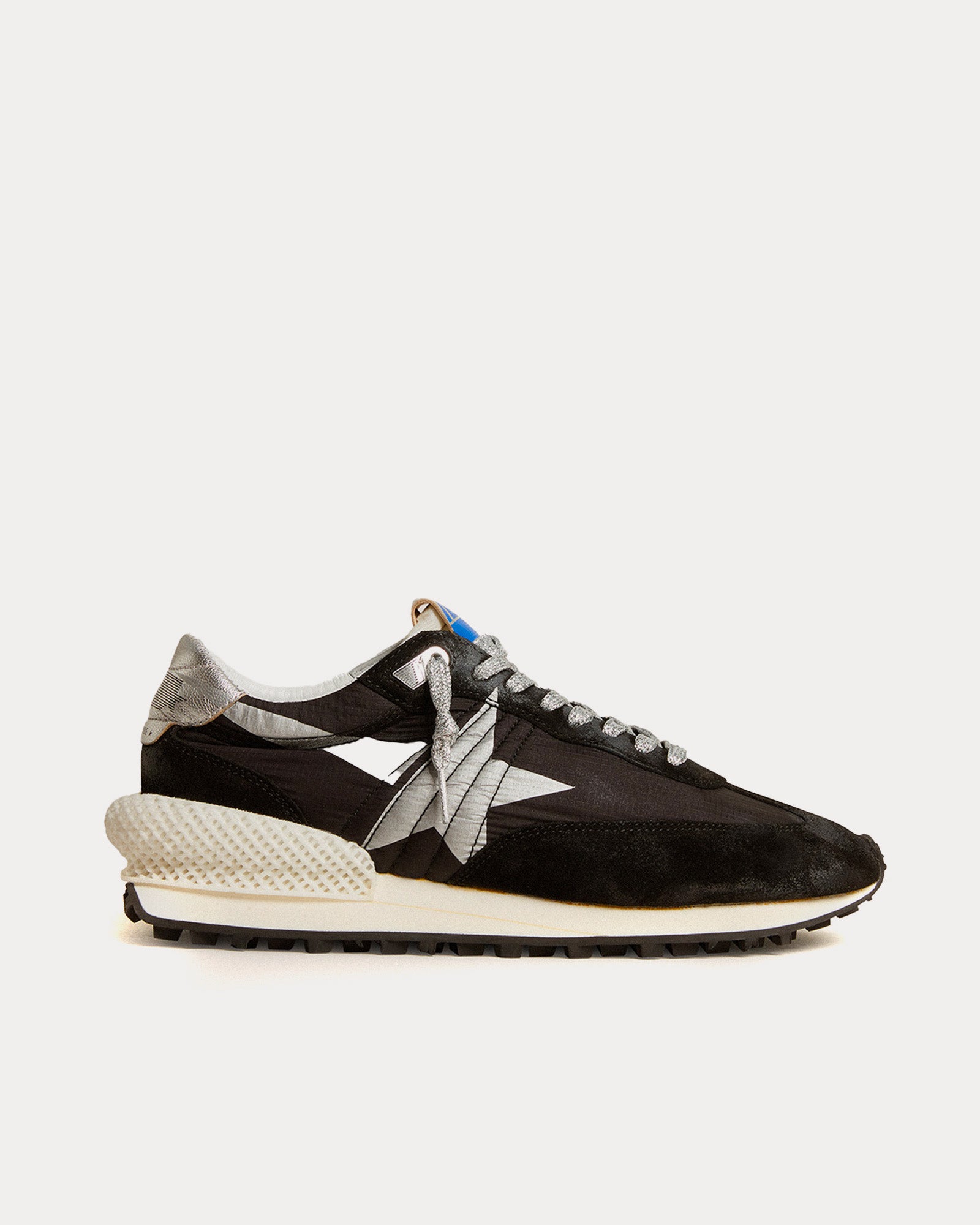 Golden Goose - Marathon Ripstop Nylon & Star Black / Silver Low Top Sneakers