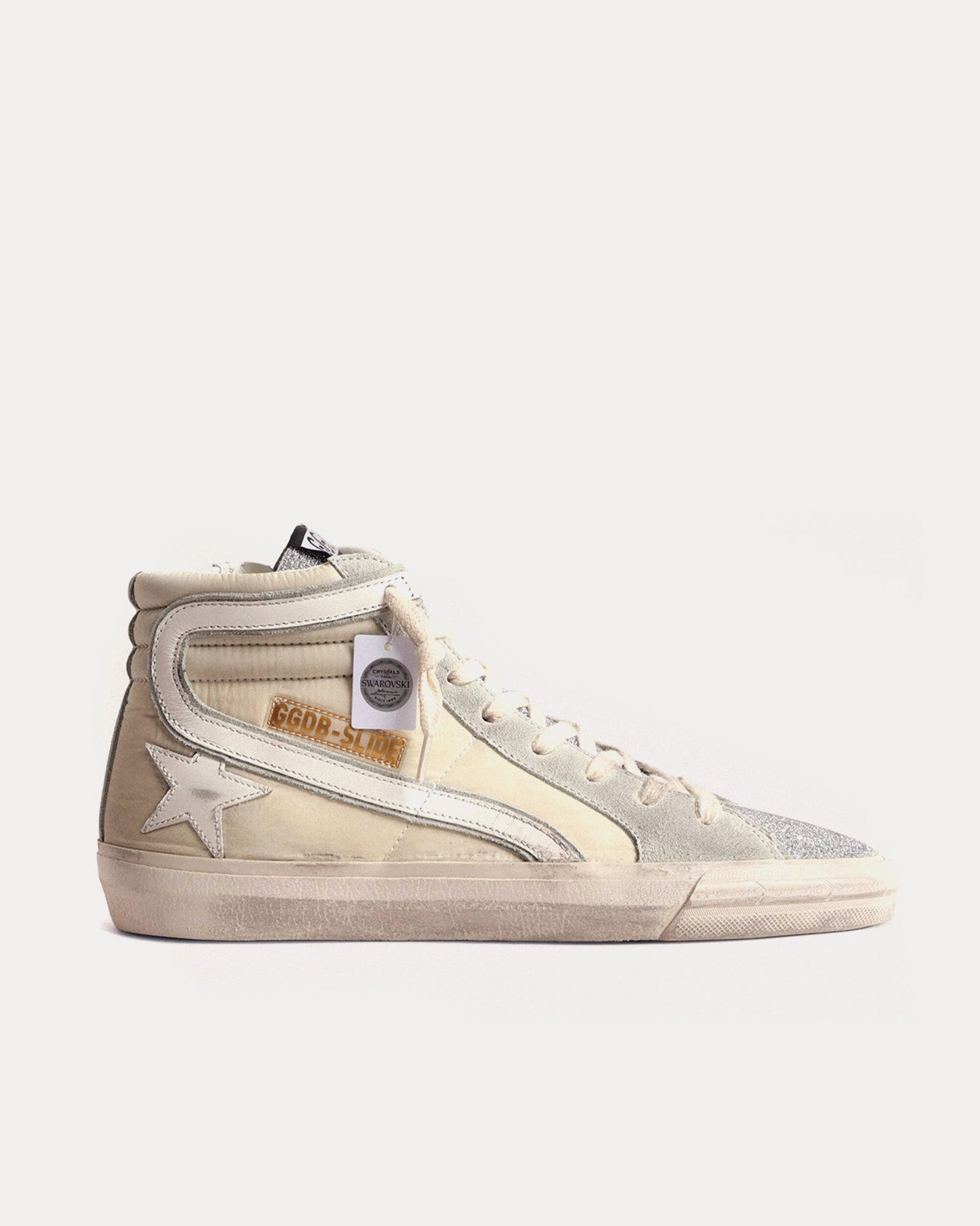 Golden Goose - Slide Nylon & Leather Star with Flash Ivory / White High Top Sneakers
