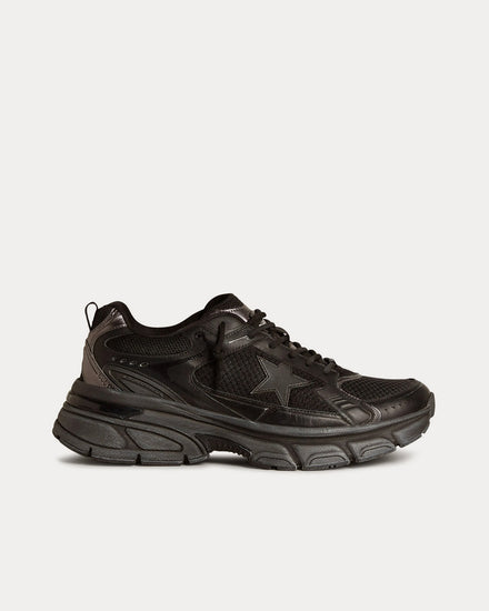 Golden Goose Lightstar Leather & Mesh Black Low Top Sneakers - 1