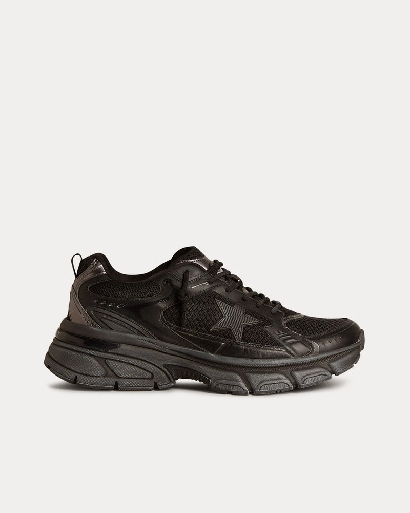 Golden Goose Lightstar Leather & Mesh Black Low Top Sneakers - 1
