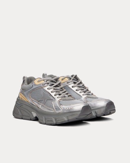 Golden Goose Lightstar Leather & Mesh Silver Low Top Sneakers - 2