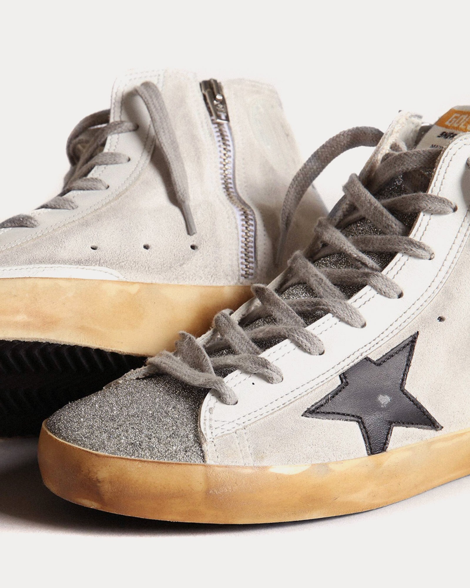 Golden Goose - Francy Suede & Leather Star White / Black High Top Sneakers