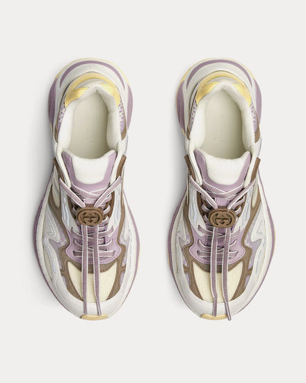 Gucci 2.0 Mesh & Leather Gucci Ivory / Purple Low Top Sneakers - 2
