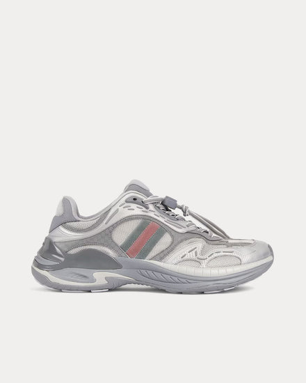 Gucci 2.0 Mesh & Leather Silver Low Top Sneakers - 1