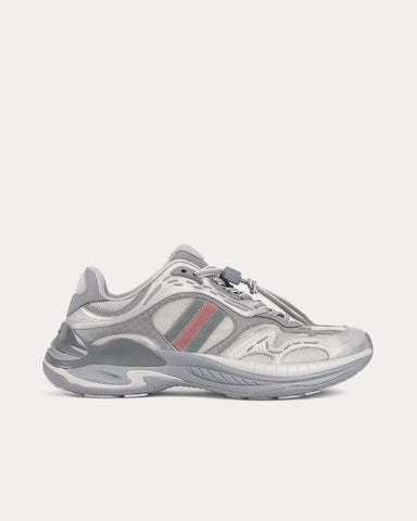 Gucci 2.0 Mesh & Leather Silver Low Top Sneakers