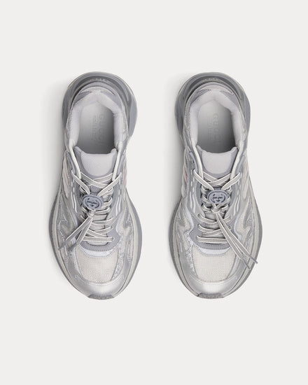 Gucci 2.0 Mesh & Leather Silver Low Top Sneakers - 2
