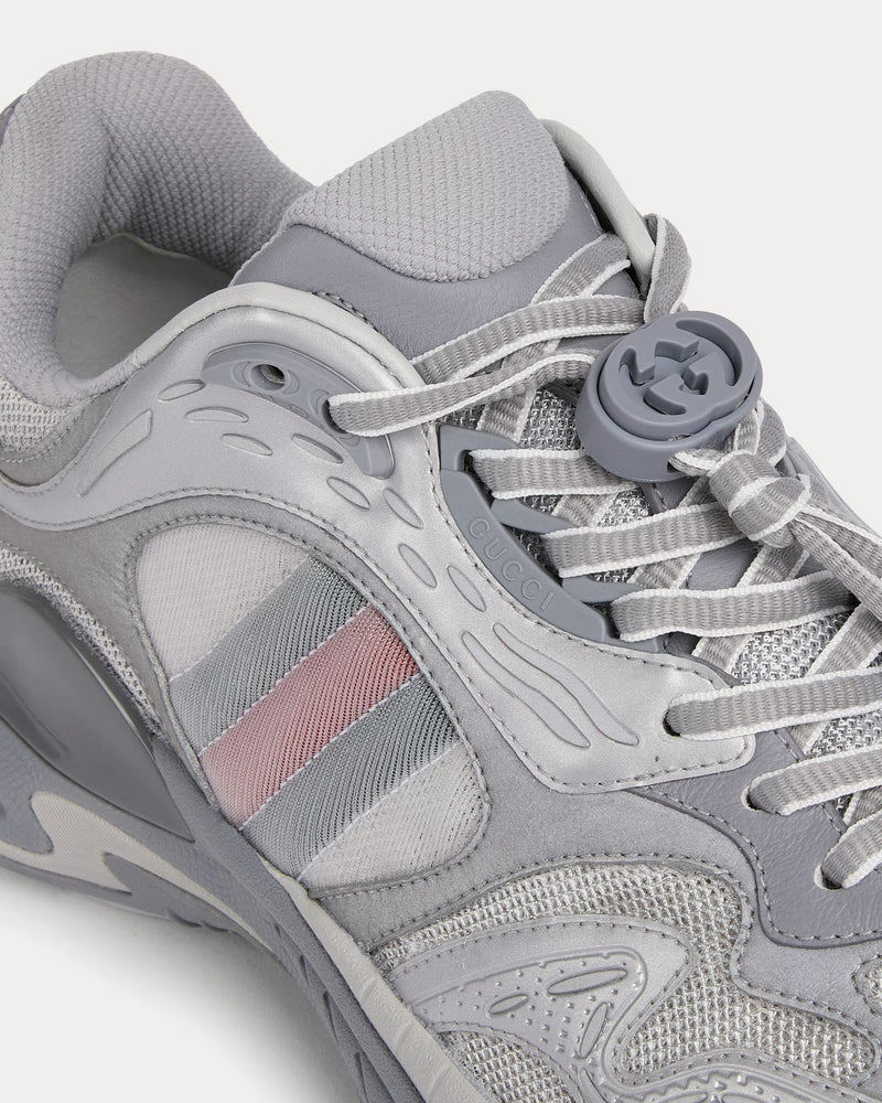 Gucci 2.0 Mesh & Leather Silver Low Top Sneakers - 5