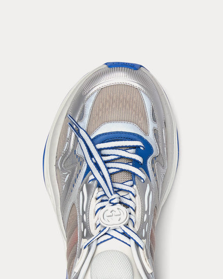 Gucci 2.0 Mesh & Leather Grey / Blue Low Top Sneakers - 5