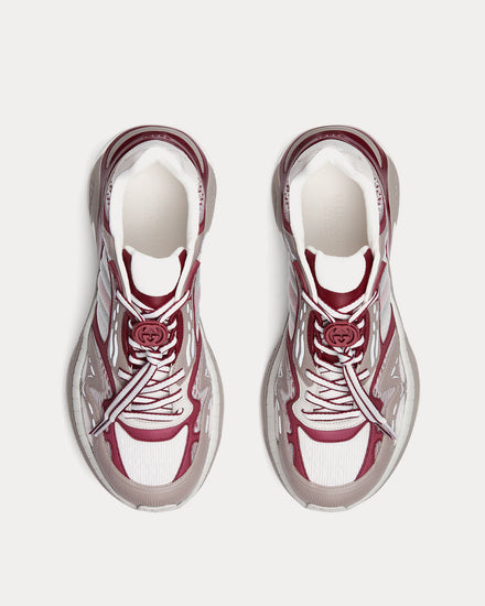 Gucci 2.0 Mesh & Leather Grey / Gucci Rosso Ancora Red Low Top Sneakers - 2