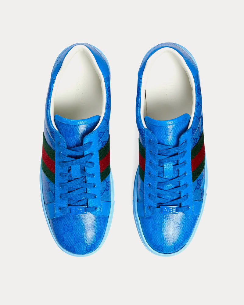 Gucci Men's Ace GG Crystal Canvas Blue Low Top Sneakers